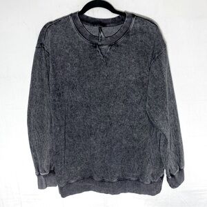 J.O&CO Grey Black Acid Wash Pullover Crew Neck Sweatshirt L